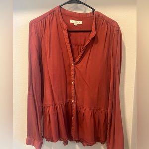 Women’s rustic red peplum shirt